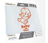Kiwistar - autocollant bébé - orange - hochet bébé - Baby on Tour 15cm - pour voitures, motos, vélos, tuning