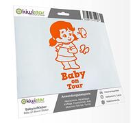 Kiwistar - autocollant bébé - orange - Papillon Fille - Baby on Tour 30cm - pour voitures, motos, vélos, tuning