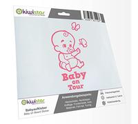 Kiwistar - autocollant bébé - rose clair - Bébés Papillons - Baby on Tour 30cm - pour voitures, motos, vélos, tuning