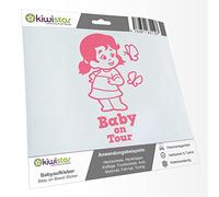 Kiwistar - autocollant bébé - rose clair - Papillon Fille - Baby on Tour 20cm - pour voitures, motos, vélos, tuning