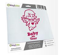 Kiwistar - autocollant bébé - rose - fille petit ange - Baby on Tour 24cm - pour voitures, motos, vélos, tuning
