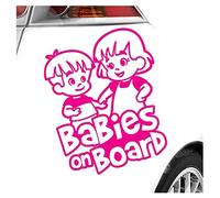 Kiwistar - autocollant bébé - rose - Frères et Sœurs Garçon Fille - Baby on Board 24cm - pour voitures, motos, vélos, tuning