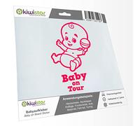 Kiwistar - autocollant bébé - rose néon - hochet bébé - Baby on Tour 20cm - pour voitures, motos, vélos, tuning
