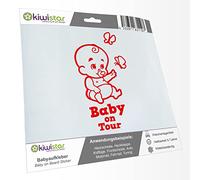 Kiwistar - autocollant bébé - Rouge - Bébés Papillons - Baby on Tour 30cm - pour voitures, motos, vélos, tuning