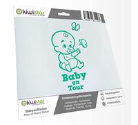 Kiwistar - autocollant bébé - Turquoise - Bébés Papillons - Baby on Tour 24cm - pour voitures, motos, vélos, tuning