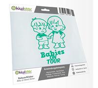 Kiwistar - autocollant bébé - Turquoise - Frères et Sœurs Garçon Fille - Baby on Tour 20cm - pour voitures, motos, vélos, tuning