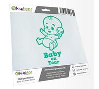 Kiwistar - autocollant bébé - Turquoise - hochet bébé - Baby on Tour 24cm - pour voitures, motos, vélos, tuning
