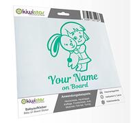 Kiwistar - autocollant bébé - Turquoise - Lapin Fille - personnalisé individuellement avec le texte souhaité + on Board 30cm - pour voitures, motos, vélos, tuning