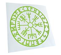 Kiwistar - Autocollant - boussole viking runes - vert citron - G10 - Pour voitures, vélos, véhicules, motos, cyclomoteurs, tuning, vitres arrière