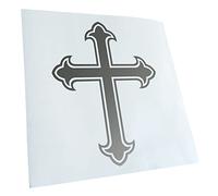 Kiwistar - Autocollant - Croix de lys - Croix de chevalier - Croix ancienne - argent - G10 - Pour voitures, vélos, véhicules, motos, cyclomoteurs, tuning, vitres arrière