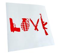 Kiwistar - Autocollant - Love Armes Guns - rouge - G10 - Pour voitures, vélos, véhicules, motos, cyclomoteurs, tuning, vitres arrière