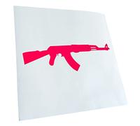 Kiwistar Autocollant pour voiture - Rose fluo - 20 x 6 cm AK 47 Kalachnikov - Autocollant pour vitre arrière de voiture résistant aux intempéries pour voiture, camion, mobylette, camion - Autocollant