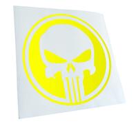 Kiwistar - Autocollant - Punisher USA - Réservoir tête de mort 10 x 10 cm - jaune fluo - G10 - Pour voitures, vélos, véhicules, motos, cyclomoteurs, tuning, vitres arrière