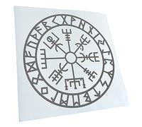 Kiwistar - Autocollant - runes boussole viking - 24 x 24 cm - Gris - G24 - Pour voitures, vélos, véhicules, motos, cyclomoteurs, tuning, vitres arrière