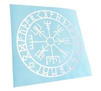 Kiwistar - Autocollant - runes boussole viking - 50 x 50 cm - blanc mat - G50 - Pour voitures, vélos, véhicules, motos, cyclomoteurs, tuning, vitres arrière