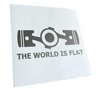 Kiwistar - Autocollant - the World is flat 20 x 9 cm - argent - G10 - Pour voitures, vélos, véhicules, motos, cyclomoteurs, tuning, vitres arrière