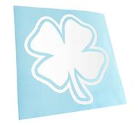 Kiwistar - Autocollant - Trèfle à quatre feuilles de 10,5 x 10 cm - blanc - G10 - Pour voitures, vélos, véhicules, motos, cyclomoteurs, tuning, vitres arrière