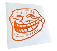 Kiwistar - Autocollant - Troll Face - Coolface 12 x 10 cm - orange - G10 - Pour voitures, vélos, véhicules, motos, cyclomoteurs, tuning, vitres arrière