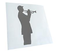 Kiwistar - Autocollant voiture - joueur de trompette - jazz - gris - 18,5x10cm - autocollant pour voiture, ordinateur portable, vélo, camion, moto multicolore JDM Decal Racing