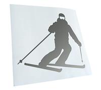 Kiwistar - Autocollant - Voiture-Skieur Skieur Ski - Argent - G10 - pour Voitures, vélos, véhicules, Motos, cyclomoteurs, Tuning, vitres arrière