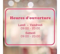 KIWISTAR - Heures d'ouverture - paysage - 210 x 297 mm - fuchsia - personnalisé - film de fenêtre - texte souhaité - inscription de vitrine - autocollant - verre dépoli - film décoratif pour verre -