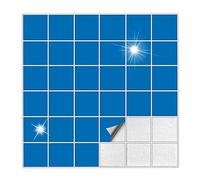 Kiwistar - Set 010 - Autocollants pour carrelage - 5 x 5 cm - Lot de 1 - azur - brillantepour la cuisine, la salle de bain, le dosseret, la bordure, la rénovation, le motif de carreaux