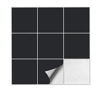 Kiwistar - Set 034 - Autocollants pour carrelage - 20 x 20 cm - Lot de 50 - noir - matepour la cuisine, la salle de bain, le dosseret, la bordure, la rénovation, le motif de carreaux