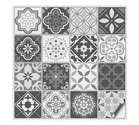 Kiwistar - Set 13 - Autocollants pour carrelage - 10 x 10 cm - Lot de 16 - gris classique - pour la cuisine, la salle de bain, le dosseret, la bordure, la rénovation, le motif de carreaux