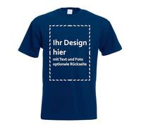 Kiwistar T-shirt pour homme - T-shirt à personnaliser soi-même - Cadeau photo pour homme - Imprimé individuellement - Cadeau personnalisé pour les loisirs, le sport, un anniversaire, bleu marine, XXL