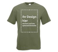 Kiwistar T-shirt pour homme - T-shirt à personnaliser soi-même - Cadeau photo pour homme - Imprimé individuellement - Cadeau personnalisé pour les loisirs, le sport, un anniversaire, olive, XL