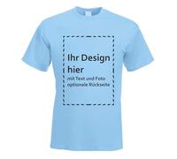 Kiwistar T-shirt pour homme - T-shirt à personnaliser soi-même - Cadeau photo pour homme - Imprimé individuellement - Cadeau personnalisé pour les loisirs, le sport, un anniversaire, bleu ciel, L
