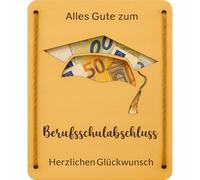 KIWISTAR UG - Boîte cadeau en argent - « Alles Gute zum School » - 3 à 4 mm - Reliure en bois - Cadeau pour l'argent ou autre - Départ scolaire de l'école professionnelle