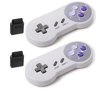 KIWITATA Lot de 2 manettes sans Fil 2,4 GHz pour Console Snes d'origine, Manette de Jeu sans Fil re Bouton Violet