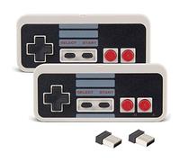 KIWITATA Lot de 2 manettes USB sans fil NES pour jeux PC rétro, 2,4 GHz rechargeables sans fil USB NES à distance pour Windows PC Mac Retropie