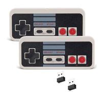 KIWITATA Lot de 2 manettes USB sans fil NES pour jeux PC rétro, 2,4 GHz rechargeables sans fil USB NES à distance pour Windows PC Mac Retropie