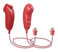 Kiwitatá Nunchuck Lot de 2 manettes de jeu pour Wii Wii U Motion System Rouge