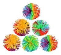Kiwochy 6 pièces colorées en silicone boules filandreuses 2.75 pouces balle gonflable arc-en-ciel pom jouet sensoriel parfait idéal comme balles anti-stress jouet pour enfants couleur arc-en-ciel