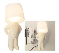KIWZXKA Shy Man Lamp, Cute Boy Night Light, Naughty Boy Creative Desk Lamp, A Little Desk Shy Man Lamp, Creative Night Light LED Plug-in Table Lamp for Bedroom, Bathroom, Toilet (Color : White)