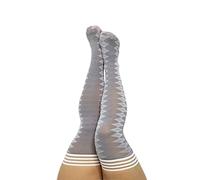 Kix`ies Stockings For Women | Thigh High Stockings with No-Slip Grip Stay Ups Thigh Bands | Womens Thigh High Stockings, Grey Arglye, L