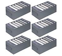 kiximay Boîte Rangement Vetement Pliable Organisateur Tiroir Lavable Rangement Sous Vetement pour Chaussettes, Gilet, Leggings, T-shirts, Chandail, Cravates, Ceintures- Gris(6 Pcs, 34 * 17 * 12cm)