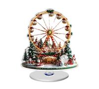 Kixolazr Décoration De Centre De Table pour Noël,Ornements De Grande Roue 2D | Base Tournante pour Ornements De Noël D'Intérieur avec Motif d'arbre | pour Fête d'hiver Mariage Action De Grâces