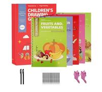 Kixolazr Livre De Dessin - 5 Pièces Réutilisables Éducatives Ludiques Art À Rainures,Livre D'Activité De Peinture Avec 20 Recharges De Stylo - Pour De 3 À 6 Ans Activité Apprentissage Jeu Voyage