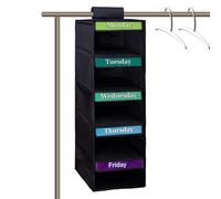 Kixolazr Organiseur de vêtements pour enfants, sac de rangement à 5 étagères | Organisateur de vêtements du lundi au vendredi | Pour chambre d'enfant, école, salle de classe, maison, placard, porte