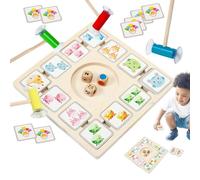 Kixolazr Roll and Match Game, Dice Matching Game for Kids,Carte de Correspondance en Bois | Activité d'apprentissage avec 96 Cartes 3 Dice 4 Sticks d'aspiration, Jouet éducatif pour Les de 4 Ans et