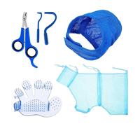 Kixolazr Sac De Bain pour Chat, Kit De Toilettage Chat 5 Pièces Outil Anti-Tiques, Soin Griffes Réglable Brosse Museau Élimine Tiques Respirant Lavage Lapin Chien