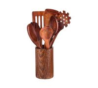 Kixolazr Set 'Ustensiles en Bois, e Spatules Et Louche Anti Ahesif | Ensemble Ustensiles e Cuisine en Bois - Pour Usage Intérieur Et Extérieur Barbecue Voyage Et Fêtes