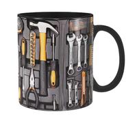 Kixolazr Tasse à café, tasse noire de mécanicien | Tasse à café en céramique noire pour mécaniciens - Grande boîte à outils tasse à à thé pour eau, whisky, soupe, jus, vin