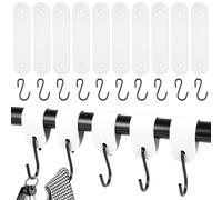 Kixolo Lot de 10 crochets avec boucle en cuir - Pour tringle à vêtements - En acier inoxydable - Noir - 12,5 x 3 cm - Pour garde-robe et camping - Blanc