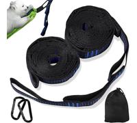 Kixolo Lot de 2 Fixations pour hamac de 3 m x 2,5 cm avec 10 Boucles, Fixation de hamac avec 2 mousquetons à Crochets + Sac de Rangement, Fixation de balançoire pour Camping Max. 300 kg (Bleu)