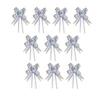KIXZSAZ 10 pièces nœud Tirer décor Maison Festif Emballage Bricolage Artisanat léger tiré à la Main Fleur Mariage Anniversaire noël Voiture, Or Bleu Clair